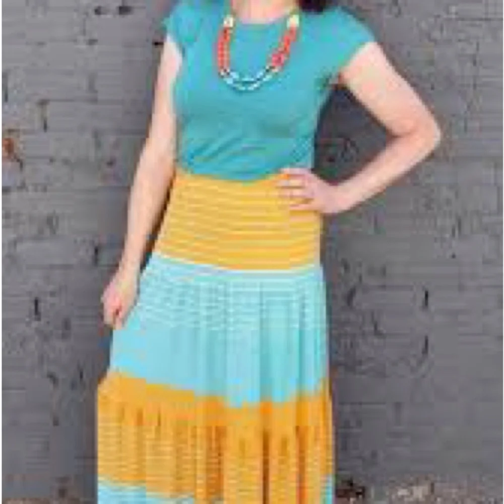 LuLaRoe Poppy Maxi Skirt - Blue and Orange NWT - Picture 4 of 10